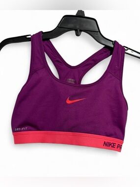 Nike Purple Sports Bra with Coral Accent Band